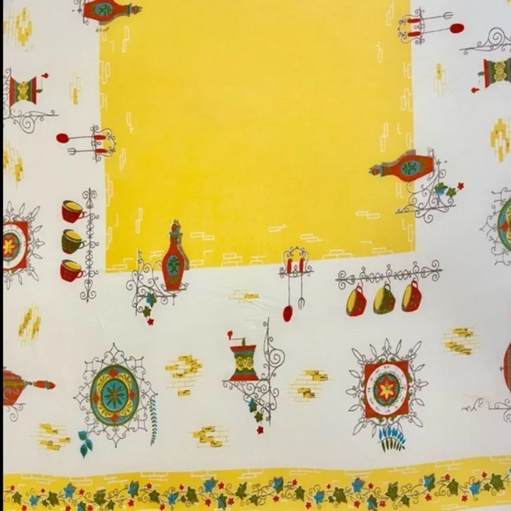 Vintage MidCentury French Cafe Kitchen Graphic Rectangular Tablecloth